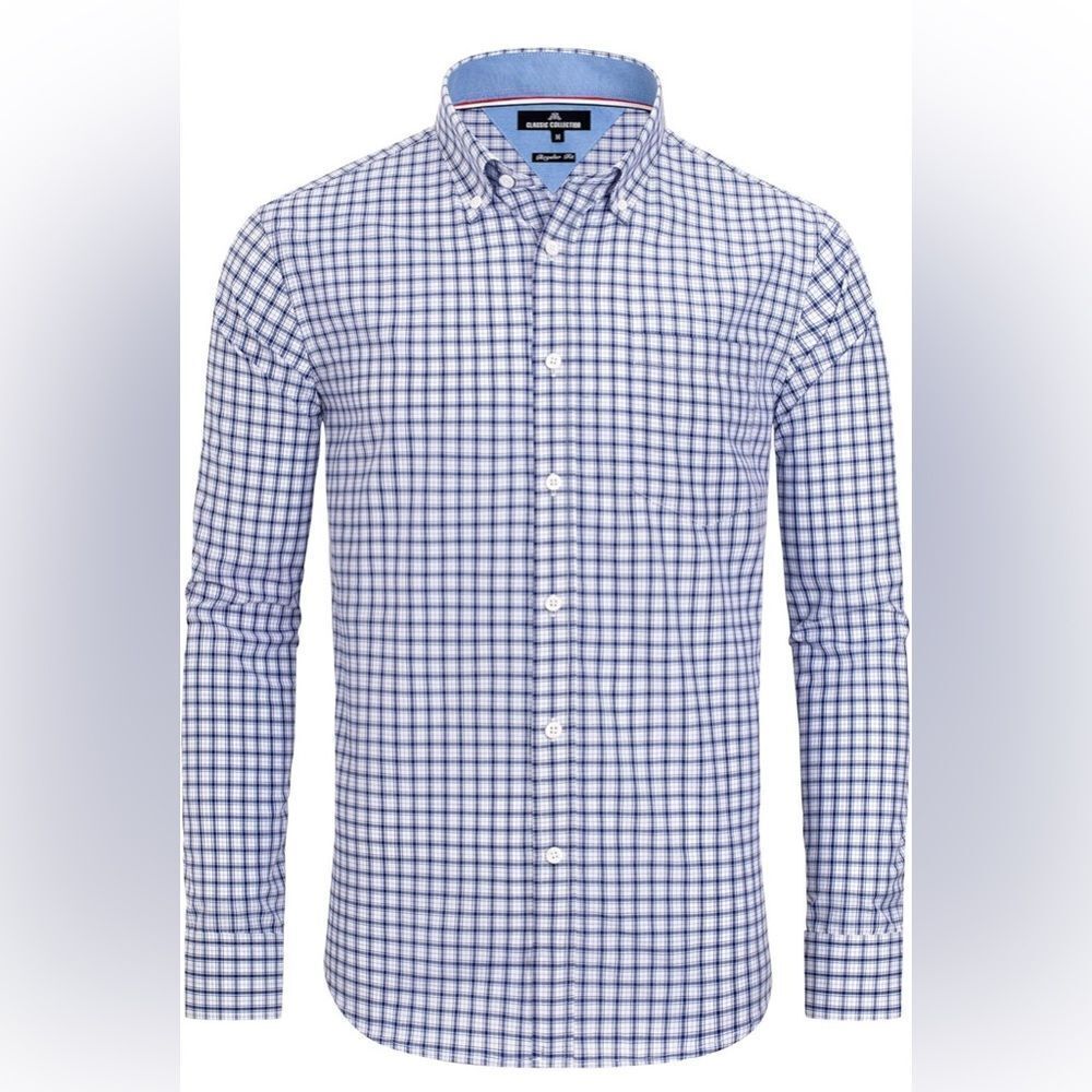 NWT Alimens & Gentle- Plaid Long Sleeve Dress Shirt, Regular Fit Gingham Size XL